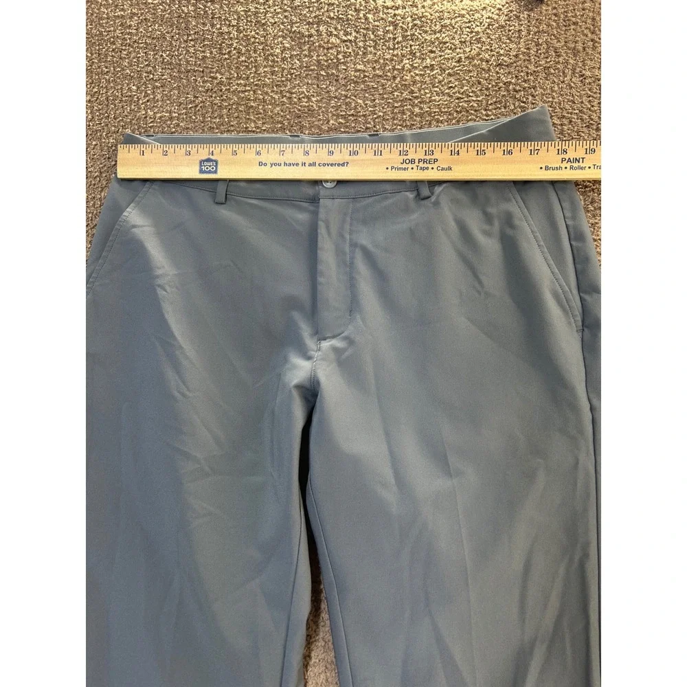 Greg Norman Shark Mens Golf Pants 35x32 Gray Blue Performance Stretch Flat Front